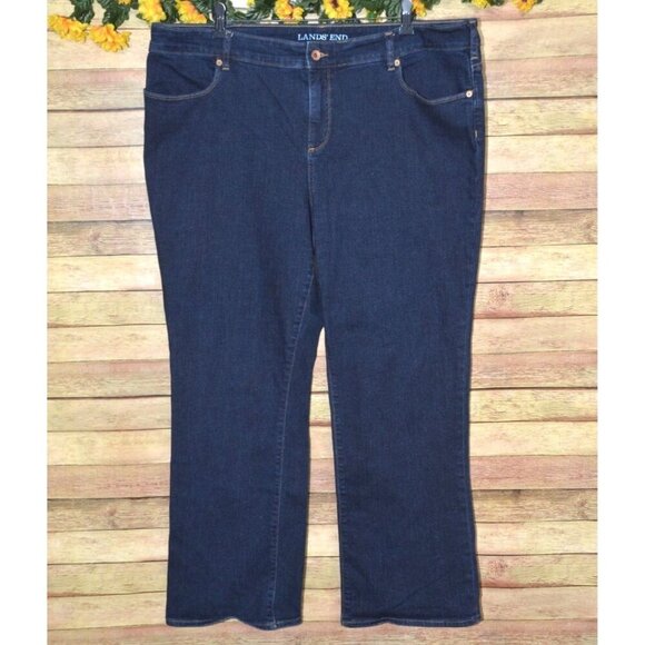 Lands' End Ladies Plus 20W Blue Jeans Fit 2 Boot Leg Stretch Denim Casual - Picture 1 of 10